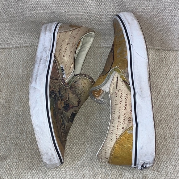 Van Gogh Museum Vans Slip-On canvas Sneakers Skull Art size 7 men’s 8.5 women’s - Picture 10 of 16